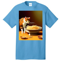 Cat Eating Spaghetti Sticker 2023 Basic T-shirt | Artistshot