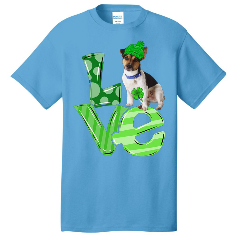 Love Rat Terrier Dog Shamrock Leaf St Patrick Day Basic T-shirt | Artistshot