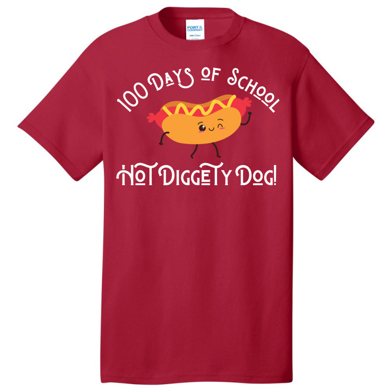 Funny Hot Dog 100 Days Of School Hot Diggety Dog Q Basic T-shirt | Artistshot