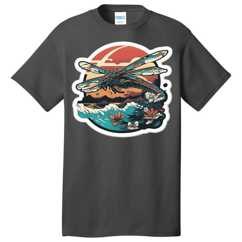 Dragon Fly In Kanagawa Wave Basic T-shirt | Artistshot