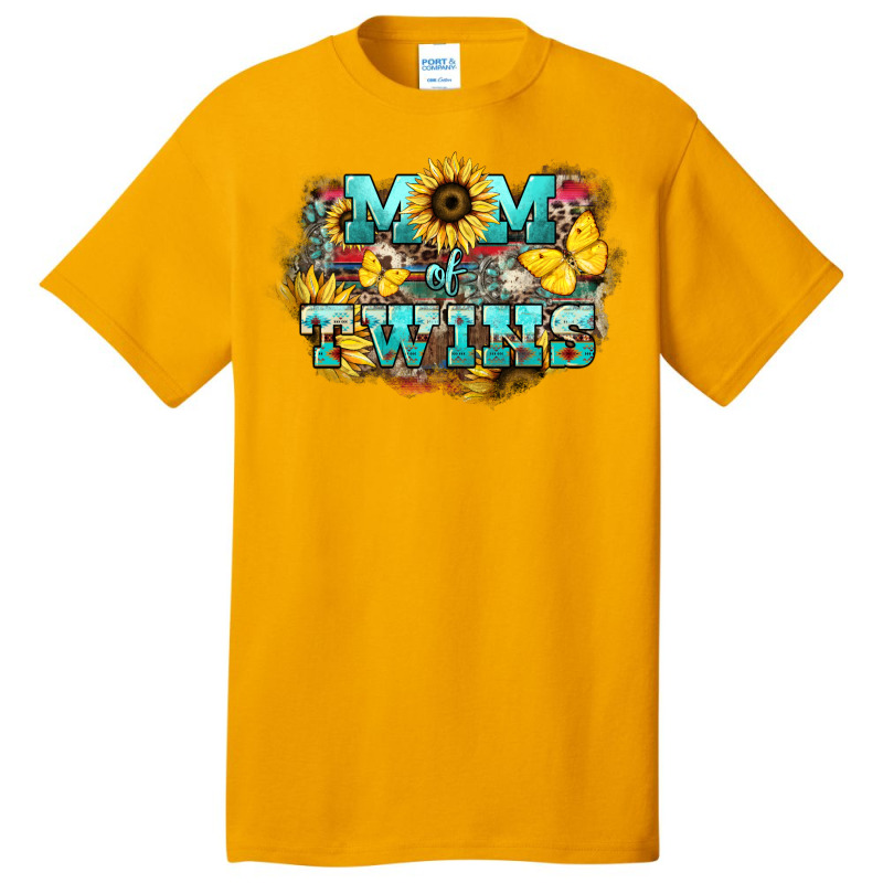 Mom Of Twins Sunflower Mothers Day Basic T-shirt | Artistshot