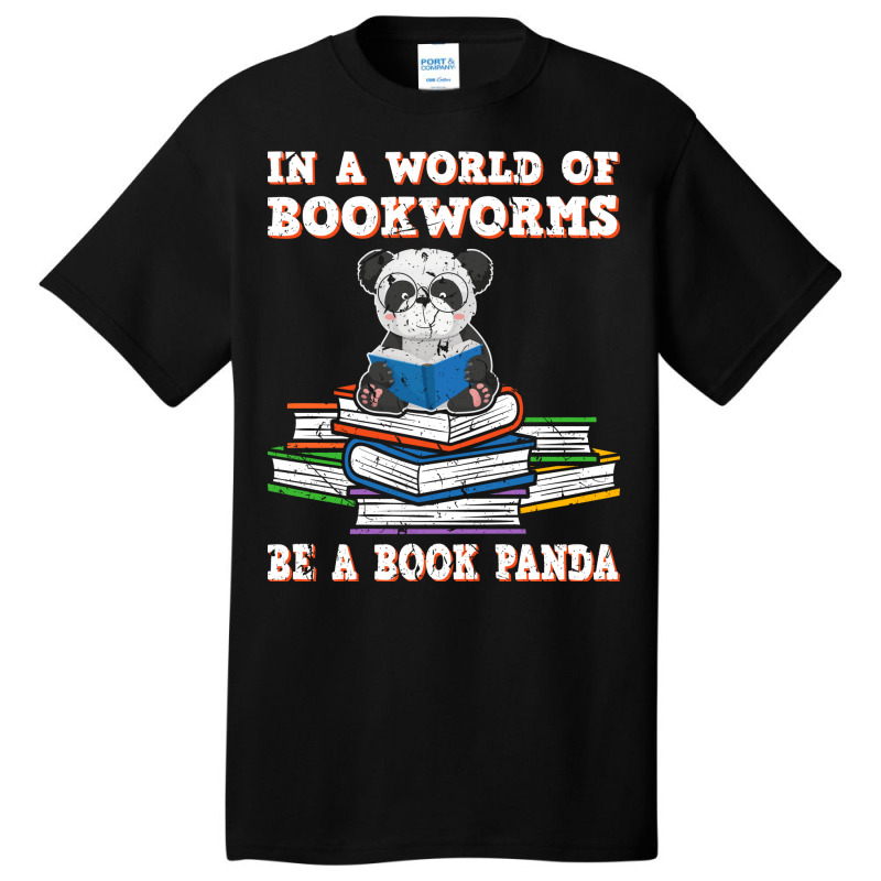 Bookworm Funny Reading Book Panda Reader Stars Basic T-shirt by alheklupsm | Artistshot