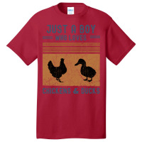 Just A Boy Who Loves Chickens And Ducks Retro Vint Basic T-shirt | Artistshot