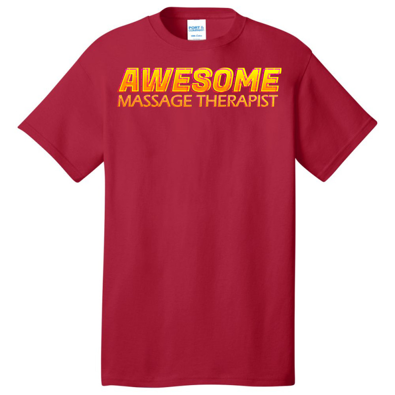 Awesome Massage Therapist Neon Text Sign Typograph Basic T-shirt by gawuanafulz | Artistshot