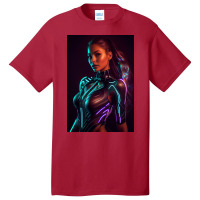 Woman In A Black Paint And Body Glowing Basic T-shirt | Artistshot