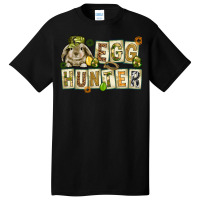 Egg Hunter With Plate Letters Easter Day Basic T-shirt | Artistshot