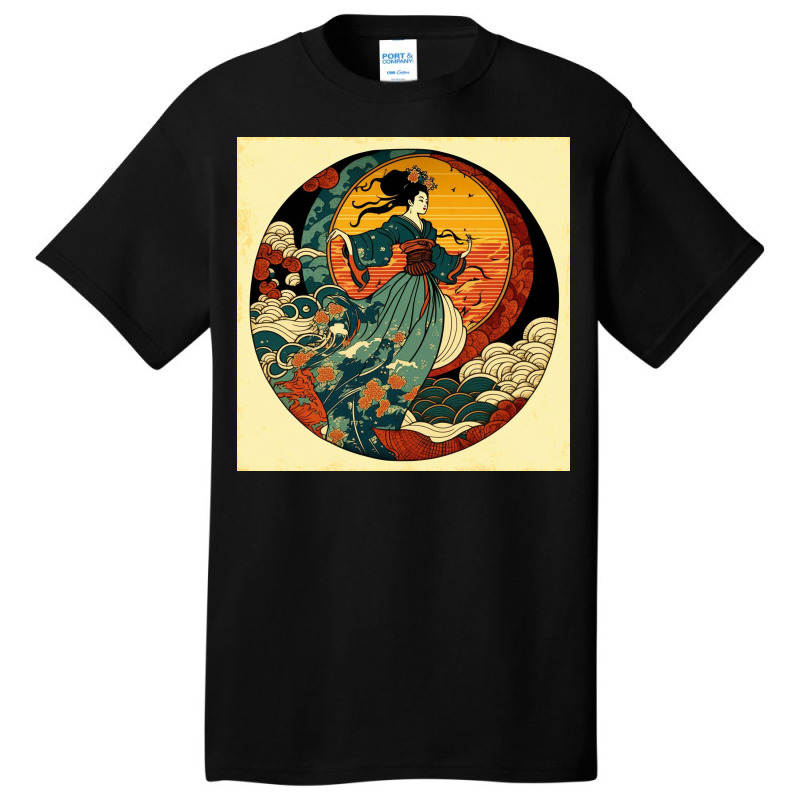 Woman Dancing In Ocean Basic T-shirt by Creative Corner | Artistshot