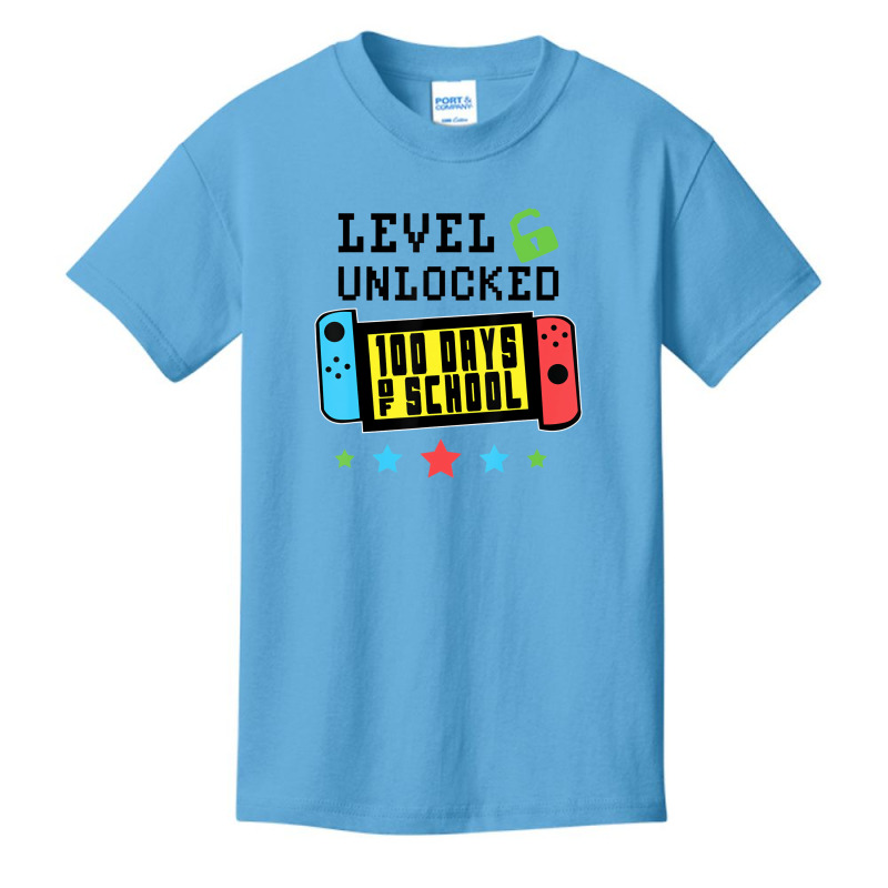 Level Unlocked 100 Days Of School Gamer Graphic Ar Basic Youth T-shirt by krumsiek | Artistshot