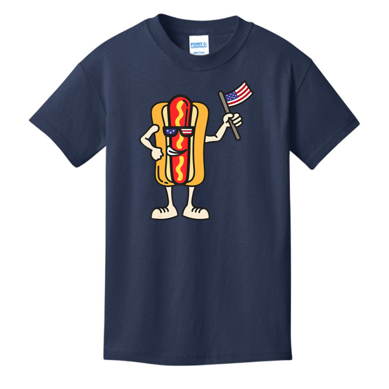 Hot Dog American Flag July 4th Patriotic Bbq Cooko Basic Youth T-shirt by fiddolamuf | Artistshot