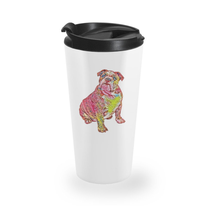 A Cute Bulldog Sitting And Lo Travel Mug | Artistshot