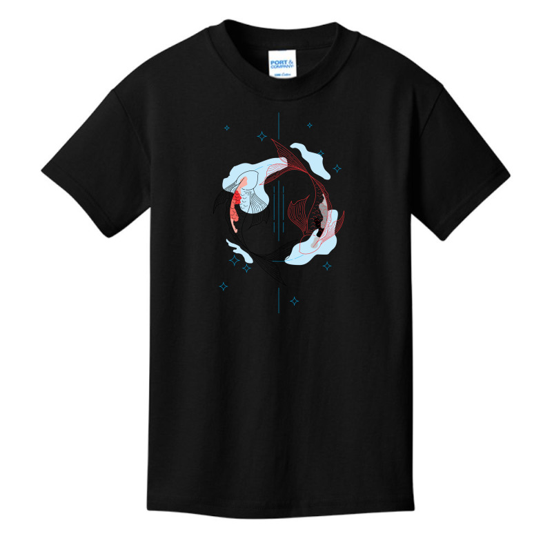 Koi Circle Line Art Aesthetic Basic Youth T-shirt | Artistshot