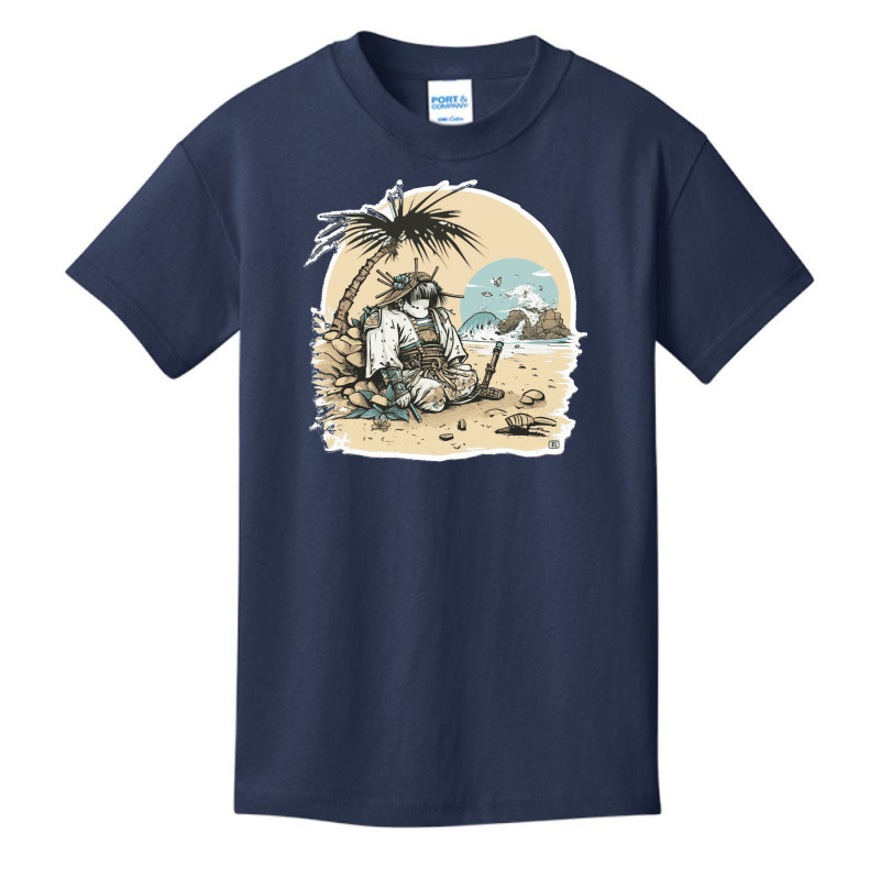 Samurai Chilling In Beach Basic Youth T-shirt by SeanMcneil | Artistshot