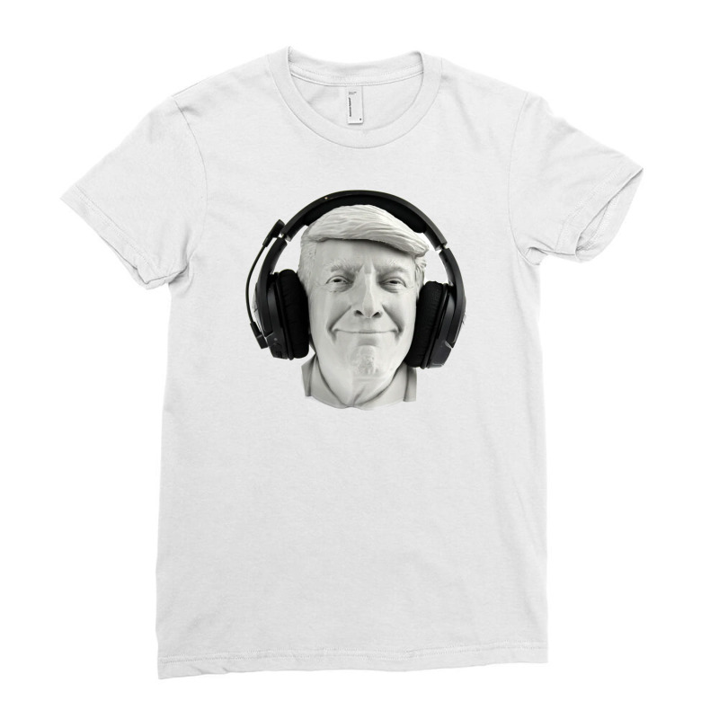 Smiling Trump Headphone Ladies Fitted T-Shirt by Ifa Uyainah | Artistshot