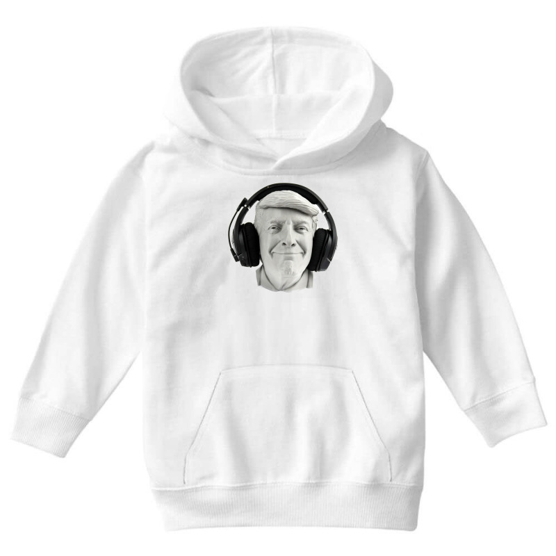 Smiling Trump Headphone Youth Hoodie | Artistshot