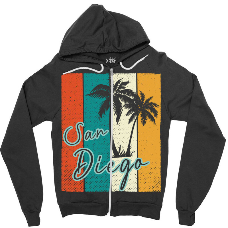 Retro San Diego California Vintage 70s Zipper Hoodie | Artistshot