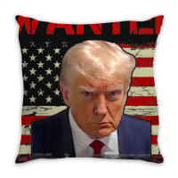 Wanted Donald Trump For President 2024 Usa Flag Throw Pillow | Artistshot