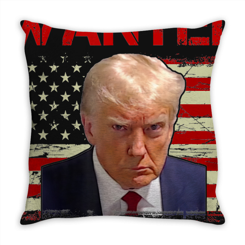 Wanted Donald Trump For President 2024 Usa Flag Throw Pillow | Artistshot