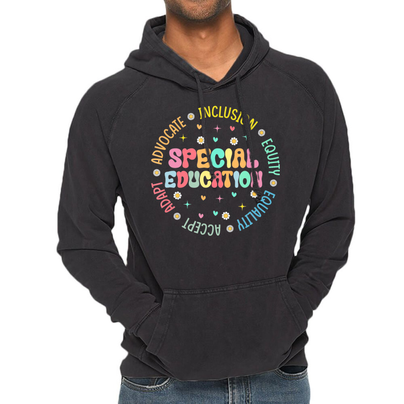 Groovy Wildflower Special Education Teacher Back Vintage Hoodie | Artistshot