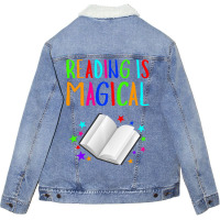 Reading Is Magical I Love To Read Book Lovers Unisex Sherpa-lined Denim Jacket | Artistshot