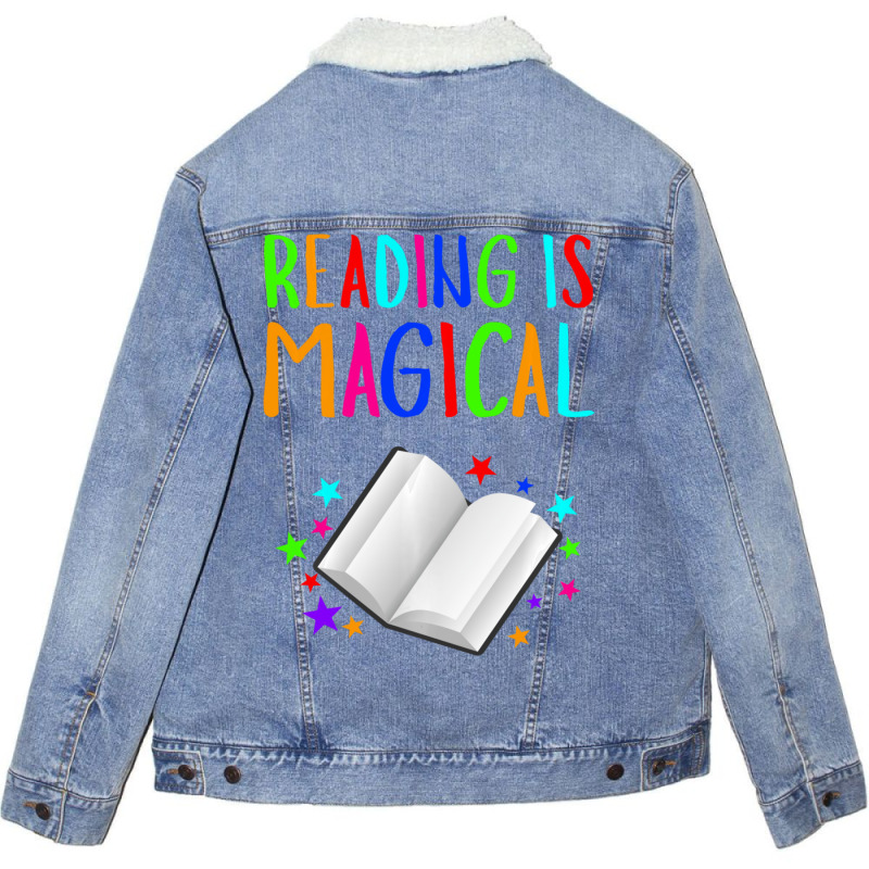 Reading Is Magical I Love To Read Book Lovers Unisex Sherpa-lined Denim Jacket | Artistshot