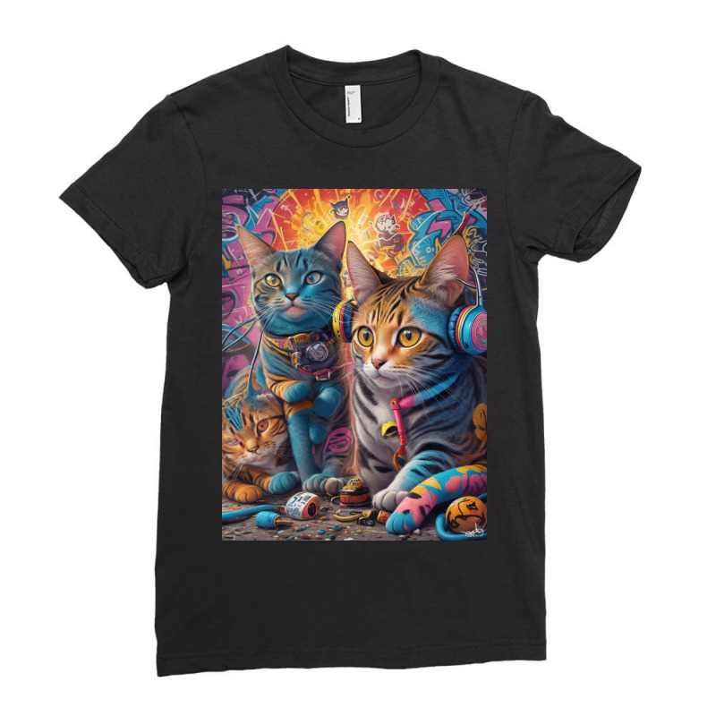 Cats Headphone Ladies Fitted T-Shirt by squall | Artistshot