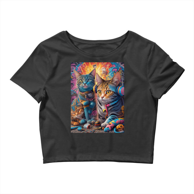 Cats Headphone Crop Top by squall | Artistshot