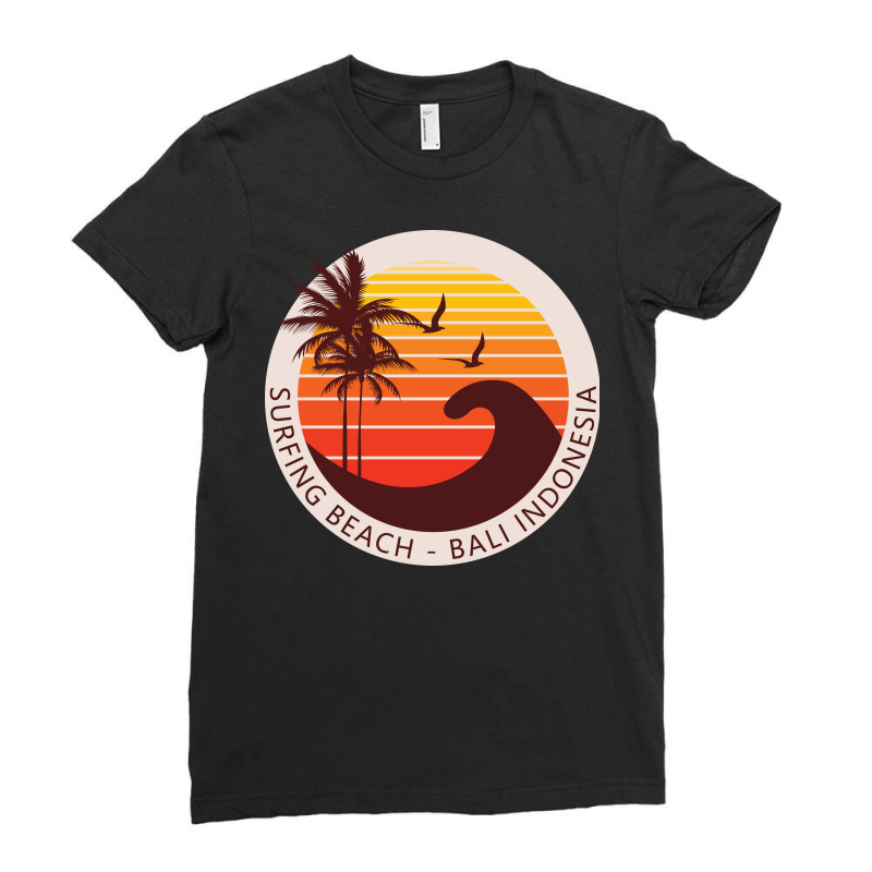 Beach Surfing In Bali, Indonesia Ladies Fitted T-Shirt by Jhanafi | Artistshot