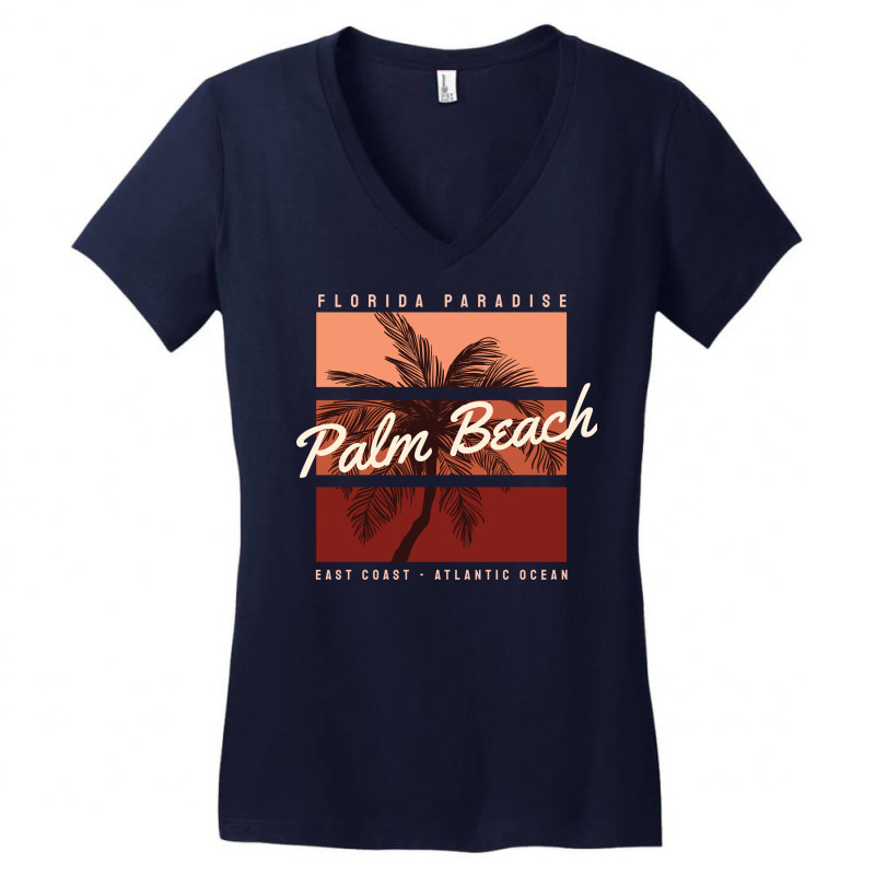 Florida Paradise Palm Beach, East Coast Of The Atl Women's V-Neck T-Shirt by Jhanafi | Artistshot