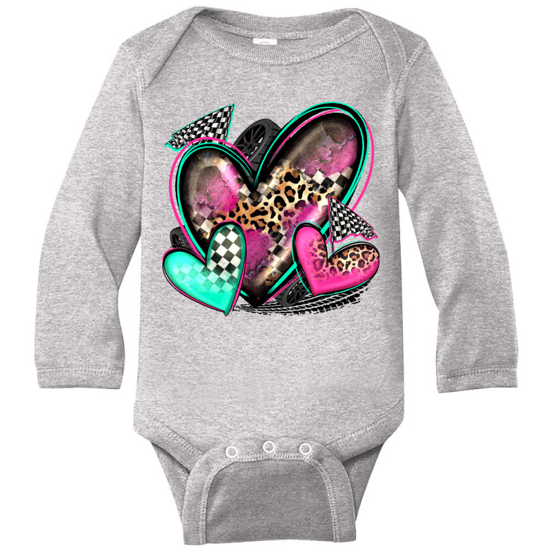 Race Hearts Long Sleeve Baby Bodysuit by Zillion Design Studio | Artistshot