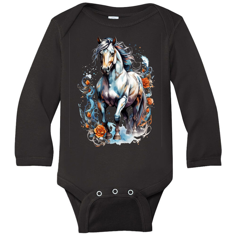 Aesthetic Horse Illustration Long Sleeve Baby Bodysuit by Tsaqif Design | Artistshot