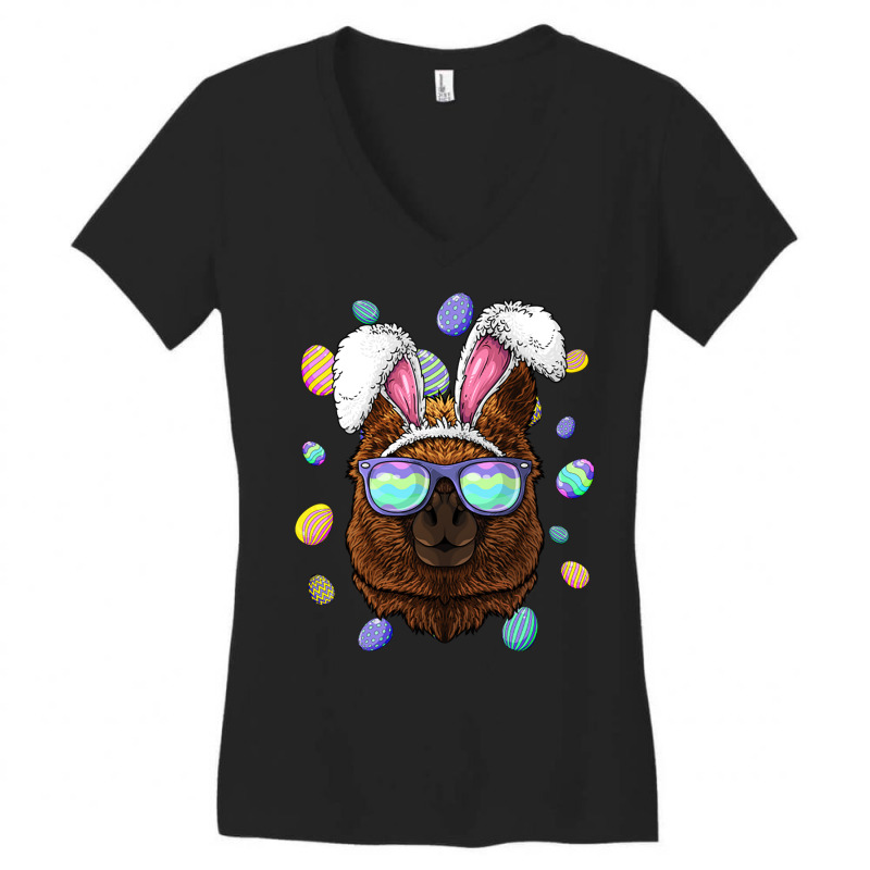 Alpaca Easter Bunny Ears Funny Easter Eggs Hunting Women's V-Neck T-Shirt by Ziz | Artistshot