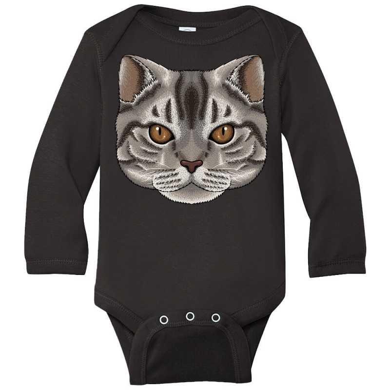 American Shorthair Face Cute American Shorthair Ca Long Sleeve Baby Bodysuit by Ziz | Artistshot