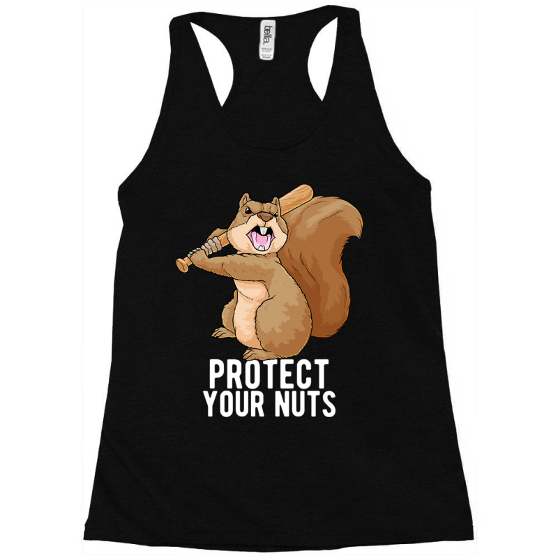 Angry Squirrel Protect Your Nuts Animal Pun Funny Racerback Tank by Ziz | Artistshot