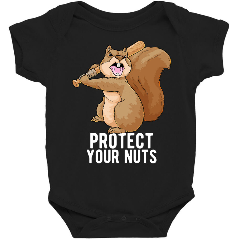 Angry Squirrel Protect Your Nuts Animal Pun Funny Baby Bodysuit by Ziz | Artistshot