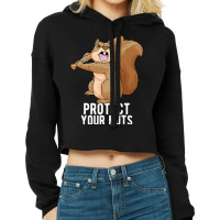 Angry Squirrel Protect Your Nuts Animal Pun Funny Cropped Hoodie | Artistshot