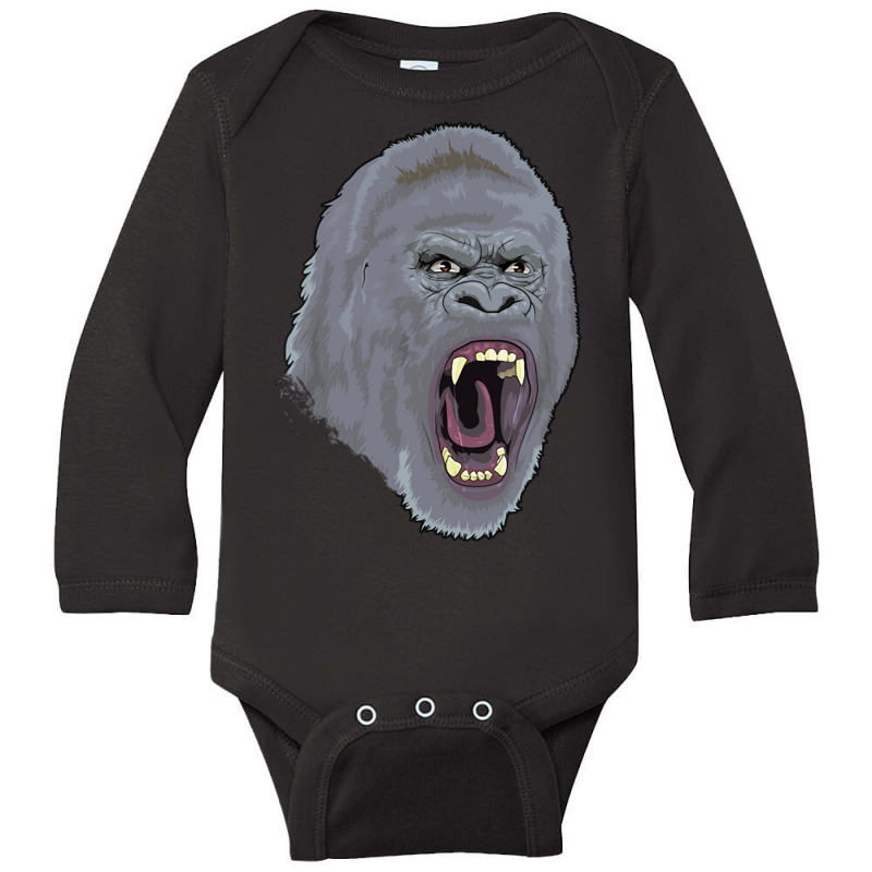 Angry Ape Gorilla Savage Wild Monkey Ape Silverbac Long Sleeve Baby Bodysuit by Ziz | Artistshot