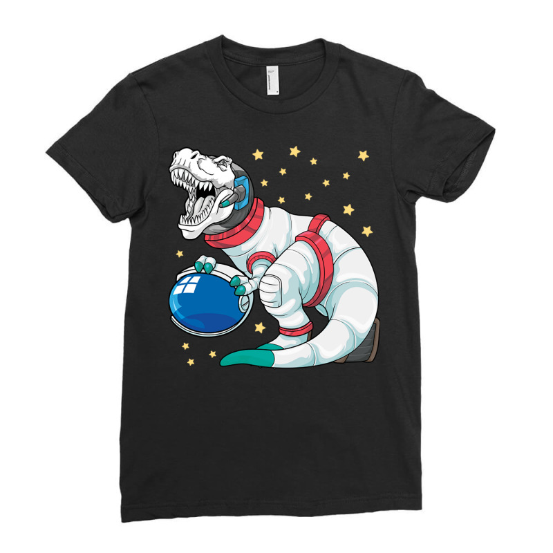 Astronaut Dinosaur T Rex Astro Space Stars Funny K Ladies Fitted T-Shirt by Ziz | Artistshot