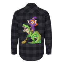 Witch Riding T Rex Dinosaur Spooky Halloween Costu Flannel Shirt | Artistshot