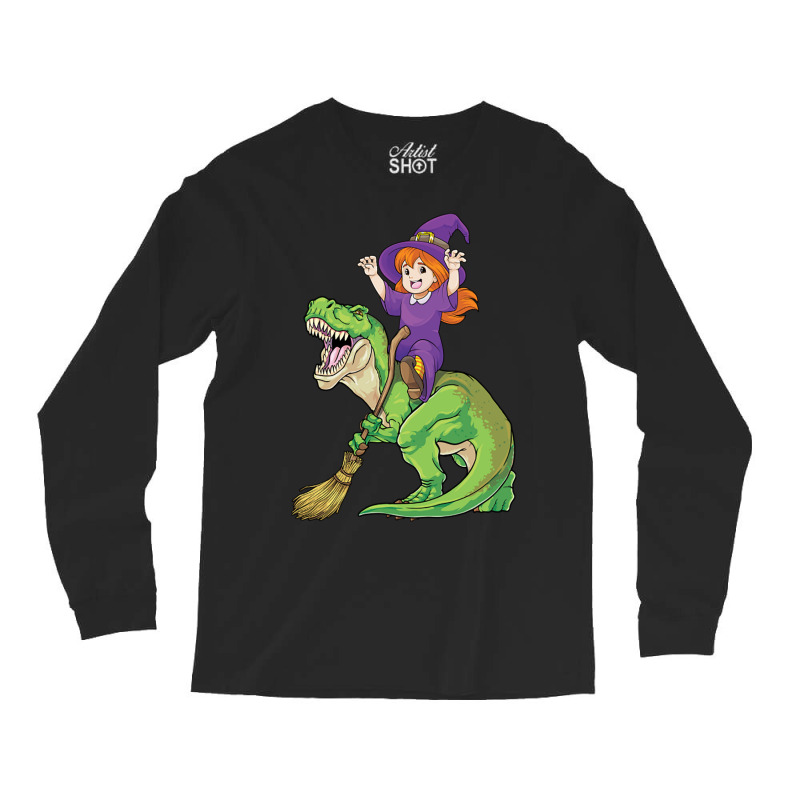 Witch Riding T Rex Dinosaur Spooky Halloween Costu Long Sleeve Shirts | Artistshot