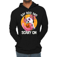 Say Boo And Scary On Axoltol Ghost Halloween Costu Lightweight Hoodie | Artistshot