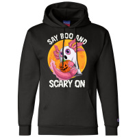 Say Boo And Scary On Axoltol Ghost Halloween Costu Champion Hoodie | Artistshot