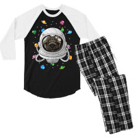 Pug Astronaut Dog Deep In Space Cosmic Universe Men's 3/4 Sleeve Pajama Set | Artistshot