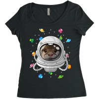 Otter Astronaut Animal Deep In Space Cosmic Univer Women's Triblend Scoop T-shirt | Artistshot