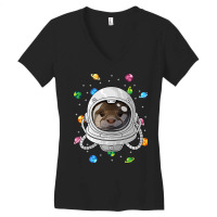 Otter Astronaut Animal Deep In Space Cosmic Univer Women's V-neck T-shirt | Artistshot