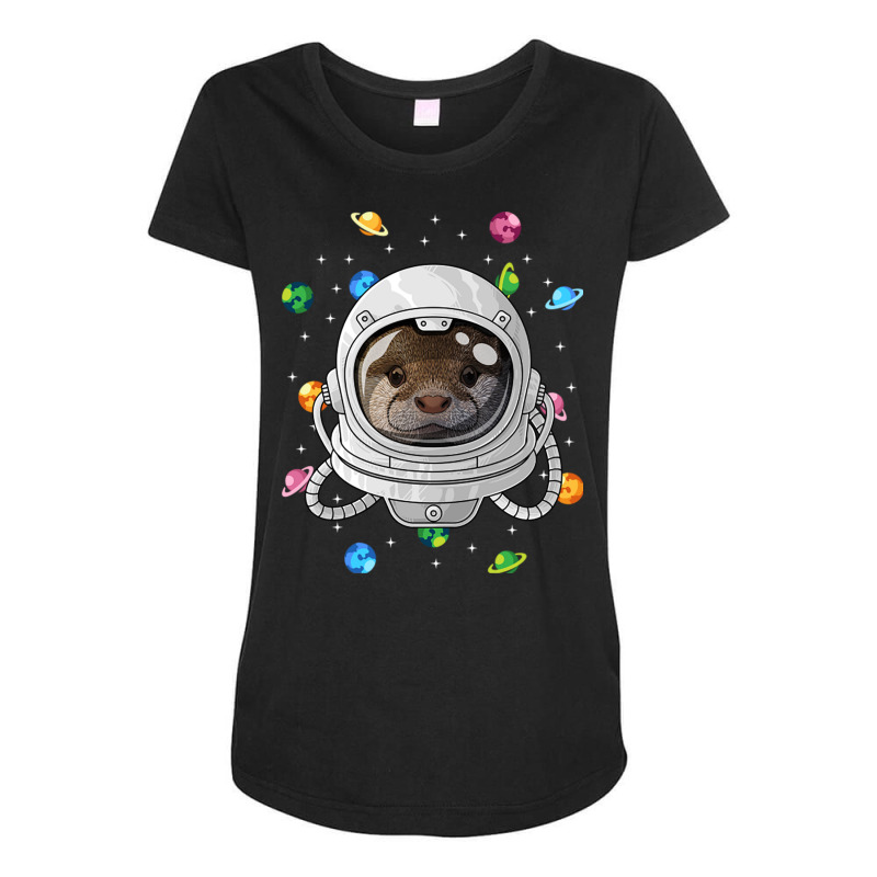 Otter Astronaut Animal Deep In Space Cosmic Univer Maternity Scoop Neck T-shirt by Ziz | Artistshot