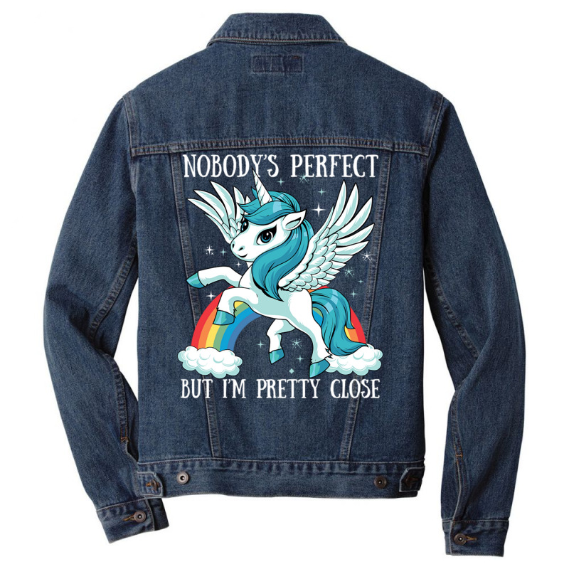 Nobody Is Perfect Magical Unicorn Rainbow Kawaii A Men Denim Jacket | Artistshot