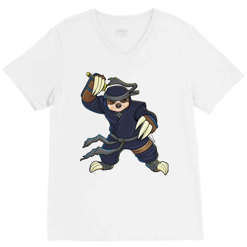 Ninja Sloth Deadliest Lazy Slow Animal Funny Ninja V-neck Tee | Artistshot