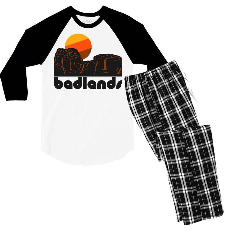 Retro Badlands ))(( Tourist Souvenir National Park Men's 3/4 Sleeve Pajama Set | Artistshot