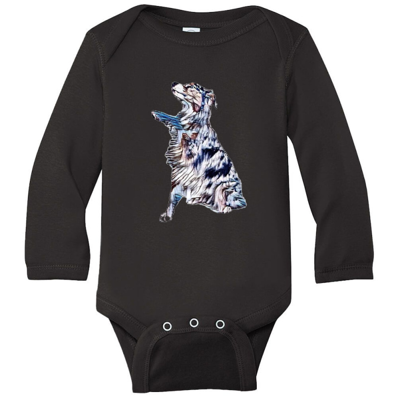 Australian Shepherd Dog Offer Long Sleeve Baby Bodysuit by Kemnabi | Artistshot