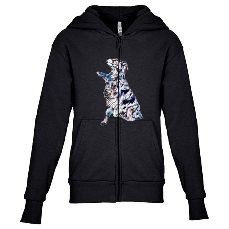 Australian Shepherd Dog Offer Youth Zipper Hoodie by Kemnabi | Artistshot